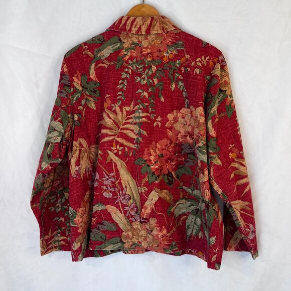 Coldwater Creek Tapestry 100% Cotton Button Up Shirt Size XLP Western Floral - Picture 2 of 9